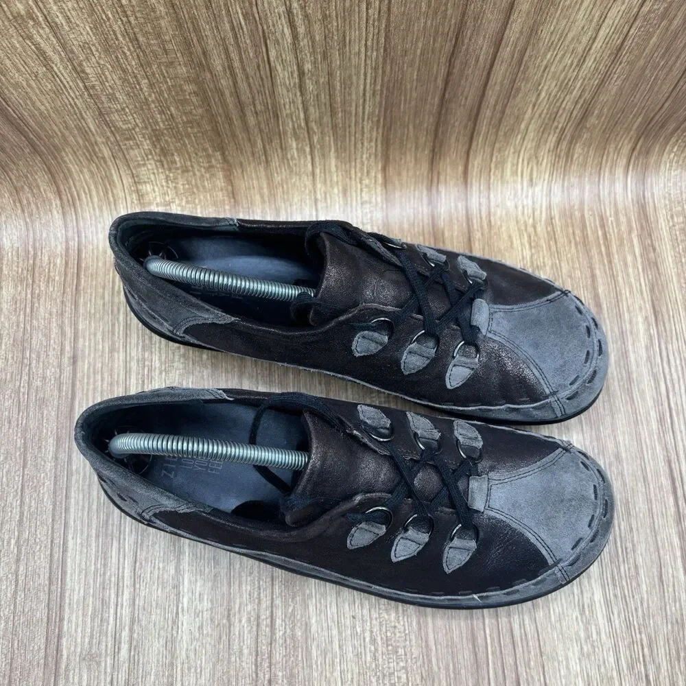 Ziera Allsorts Brown Gray Leather Lace Up Casual Comfort Shoes Size 43 w 12.5 US